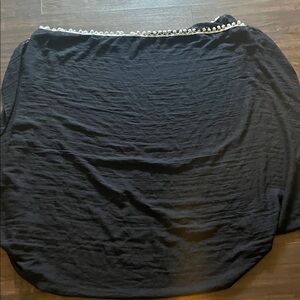 Black sarong 80x401/2 white pom-poms on the edge